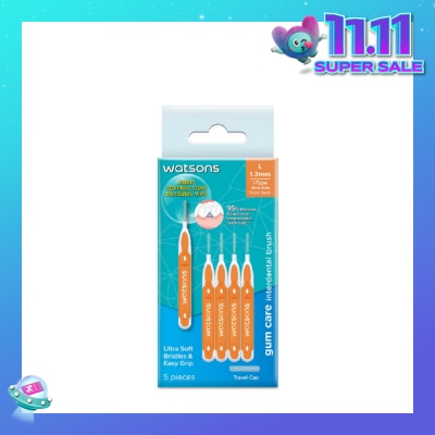 WATSONS I-Type Interdental Brush, 1.2Mm (For Front And Ultra-Wide Spaced Teeth, Ultra-Soft & Easy Grip) 5s
