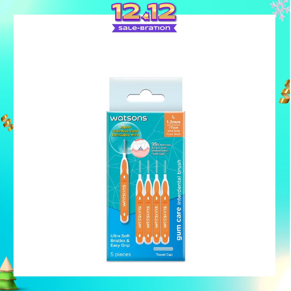 I-Type Interdental Brush, 1.2Mm (For Front And Ultra-Wide Spaced Teeth, Ultra-Soft & Easy Grip) 5s