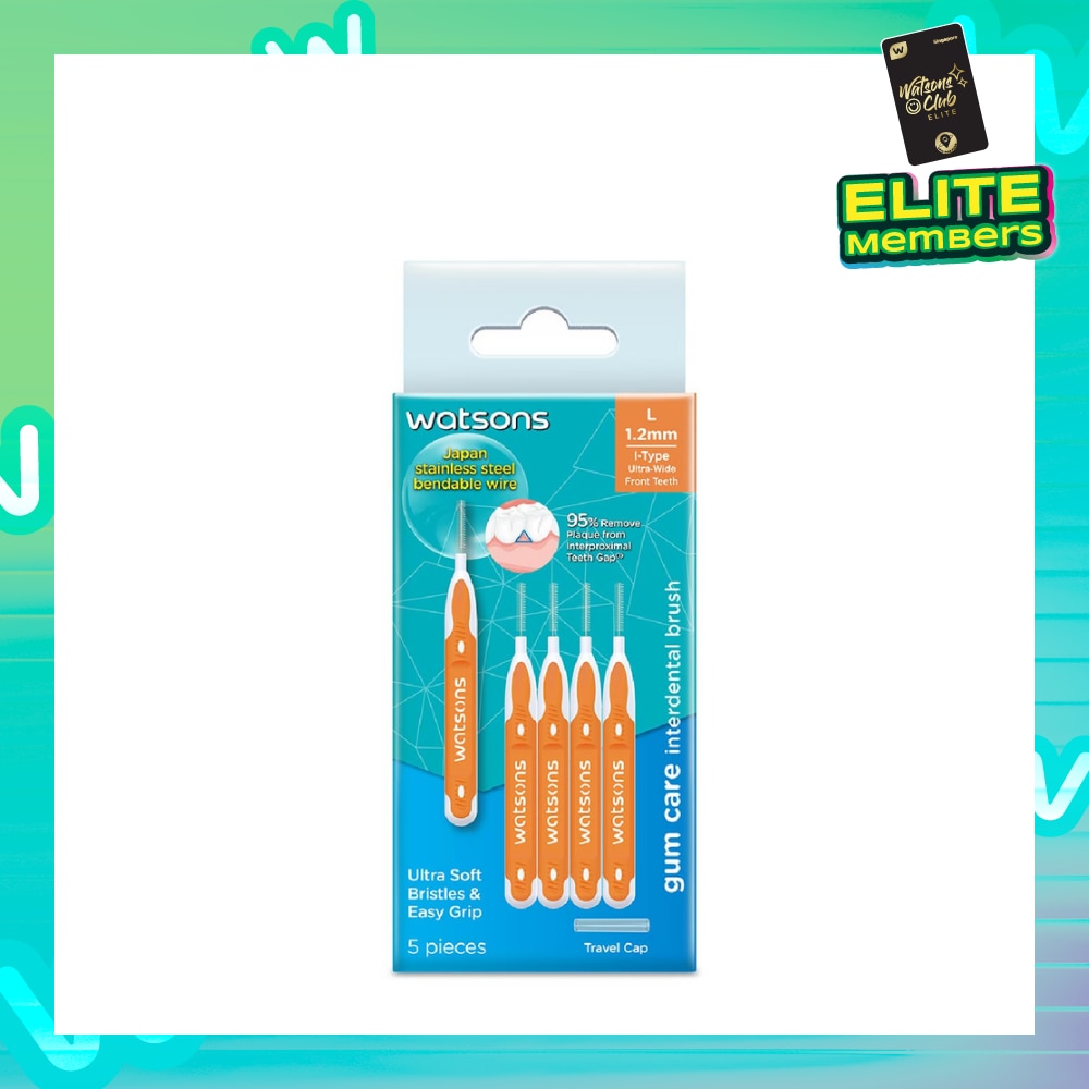 I-Type Interdental Brush, 1.2Mm (For Front And Ultra-Wide Spaced Teeth, Ultra-Soft & Easy Grip) 5s