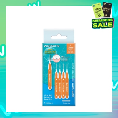 WATSONS I-Type Interdental Brush, 1.2Mm (For Front And Ultra-Wide Spaced Teeth, Ultra-Soft & Easy Grip) 5s