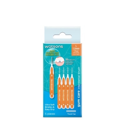 WATSONS I-Type Interdental Brush, 1.2Mm (For Front And Ultra-Wide Spaced Teeth, Ultra-Soft & Easy Grip) 5s