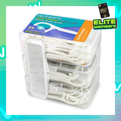WATSONS Super Smooth Round Thread Triple Line Floss Picks 50s x 3 Boxes