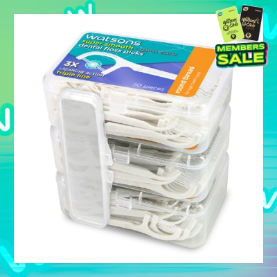 WATSONS Super Smooth Round Thread Triple Line Floss Picks 50s x 3 Boxes