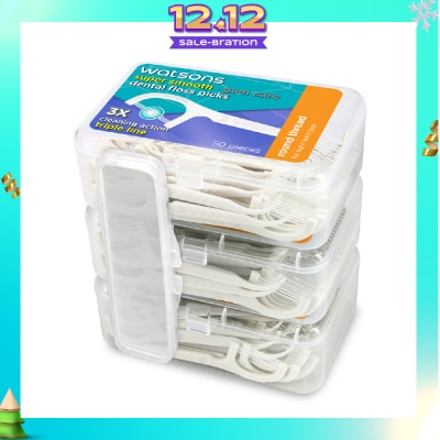 WATSONS Super Smooth Round Thread Triple Line Floss Picks 50s x 3 Boxes