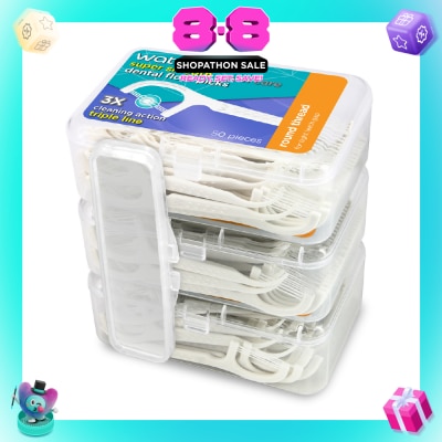 WATSONS - Super Smooth Round Thread Triple Line Floss Picks 50s x 3 Boxes