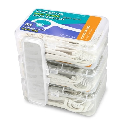 WATSONS Super Smooth Round Thread Triple Line Floss Picks 50s x 3 Boxes