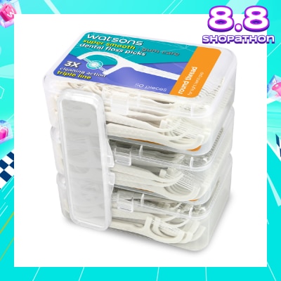 WATSONS Super Smooth Round Thread Triple Line Floss Picks 50s x 3 Boxes