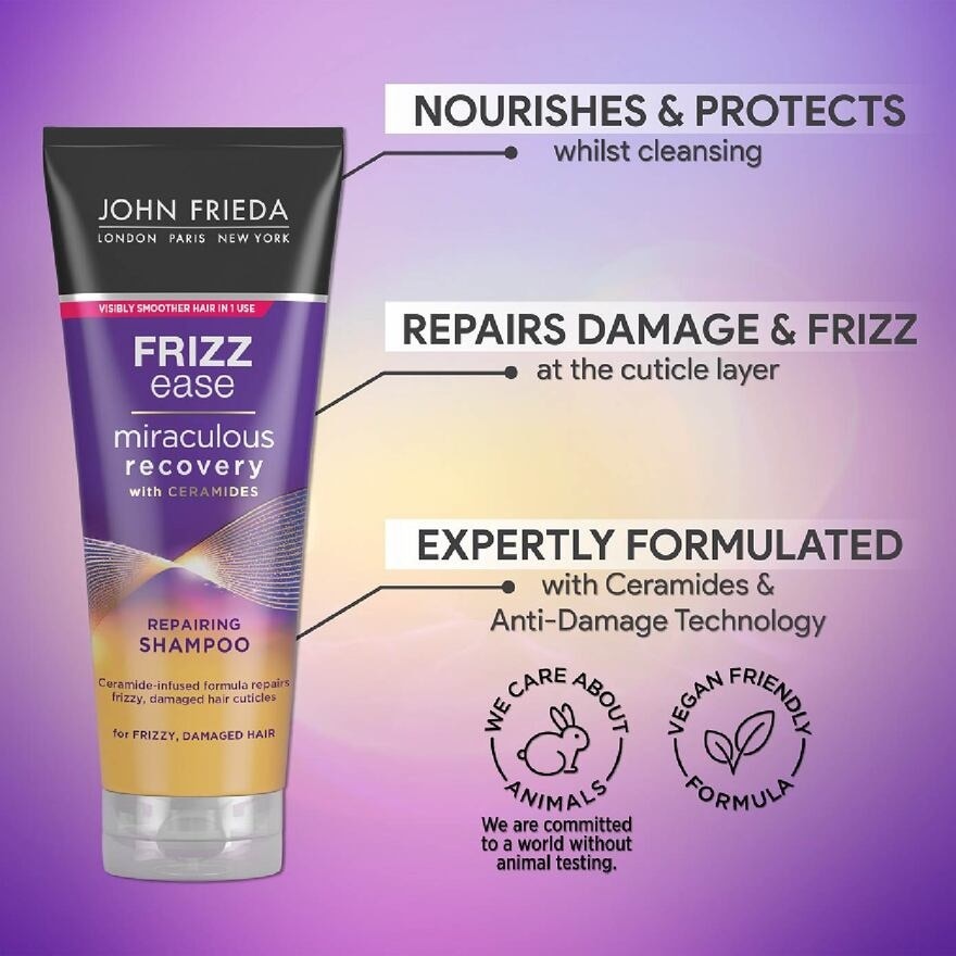 Frizz Ease Miraculous Recovery with Ceramides Repairing Shampoo (For Frizzy Damaged Hair) 250ml