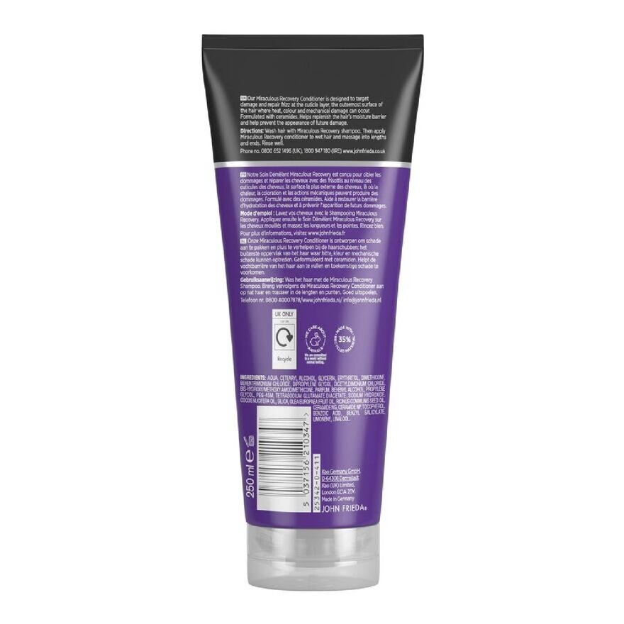 Frizz Ease Miraculous Recovery with Ceramides Repairing Conditioner (For Frizzy Damaged Hair) 250ml