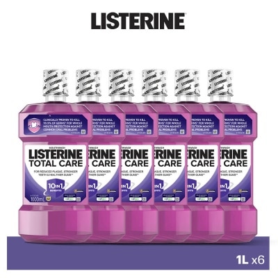 LISTERINE Total Care Mouthwash With 6-In-1 Benefits (Reduce Plaque Freshen Breath And Help Keep Teeth Naturally White for 12Hr Protection) 1L x 6s (per carton)