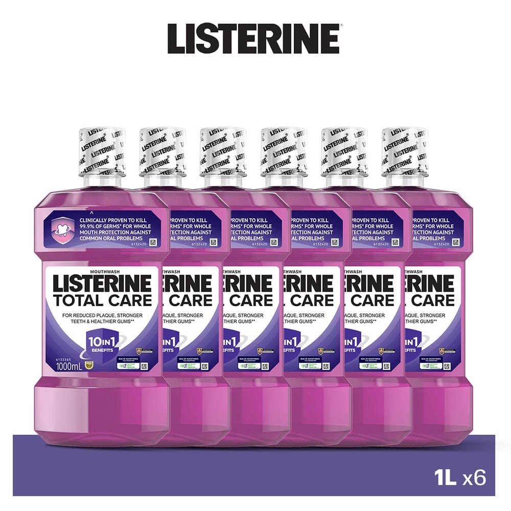 Total Care Mouthwash With 6-In-1 Benefits (Reduce Plaque Freshen Breath And Help Keep Teeth Naturally White for 12Hr Protection) 1L x 6s (per carton)