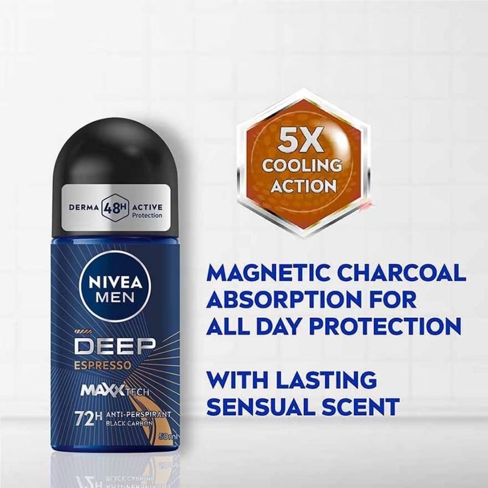 MEN Deep Black Charcoal Espresso Roll On 50ml