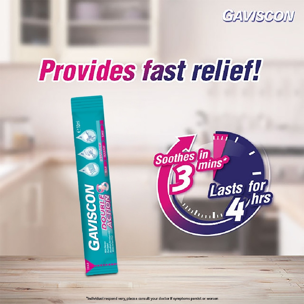 Double Action Liquid Sachet for Heartburn & Indigestion Relief 10ml x 24s (Expiry: Mar`2027)