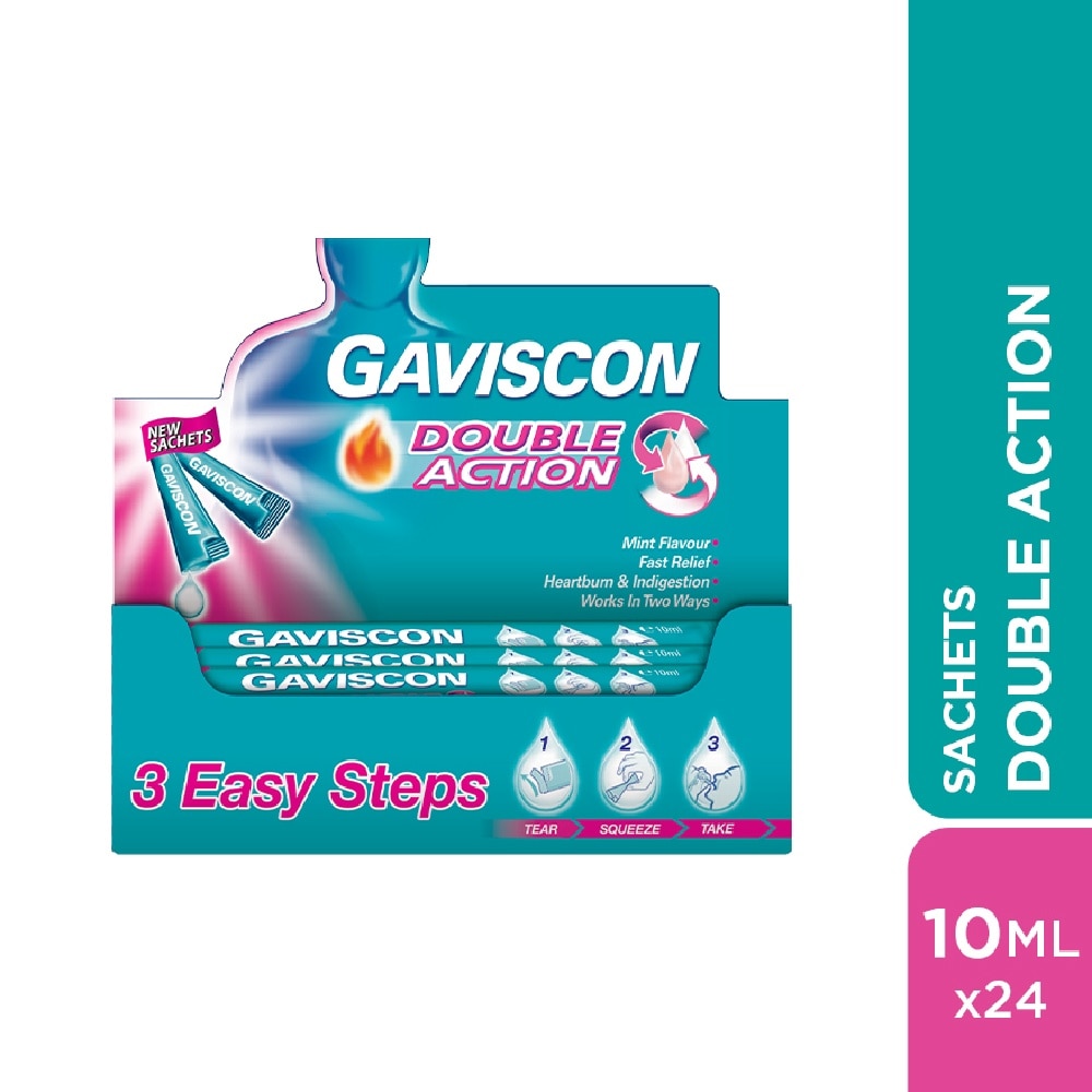Double Action Liquid Sachet for Heartburn & Indigestion Relief 10ml x 24s (Expiry: Mar`2027)