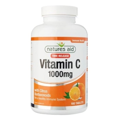 NATURES AID Time Release Vitamin C Tablets 1000mg with Citrus Bioflavonoids (For Healthy Immune System) 180s