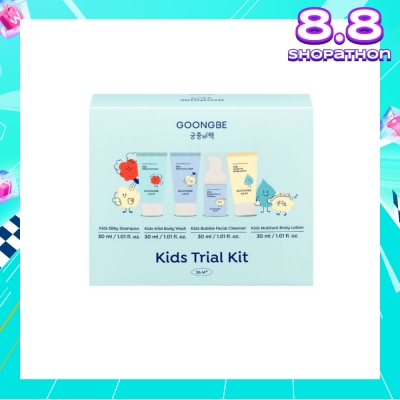 GOONGBE Kids Trial Kit (Silky Shampoo 30ml, Mild Body Wash 30ml, Bubble Facial Cleanser 30ml & Moisture Body Lotion 30ml) 1s