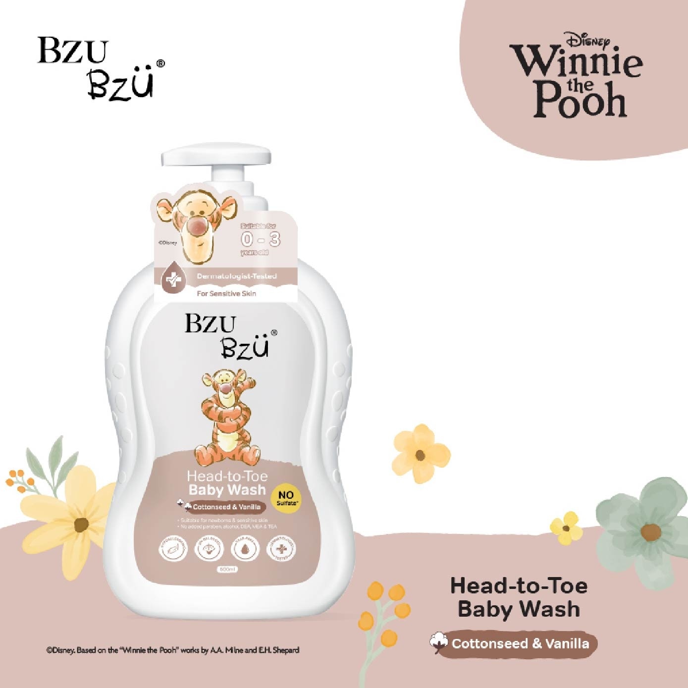 Head-To-Toe Baby Wash Cottonseed & Vanilla 600ml