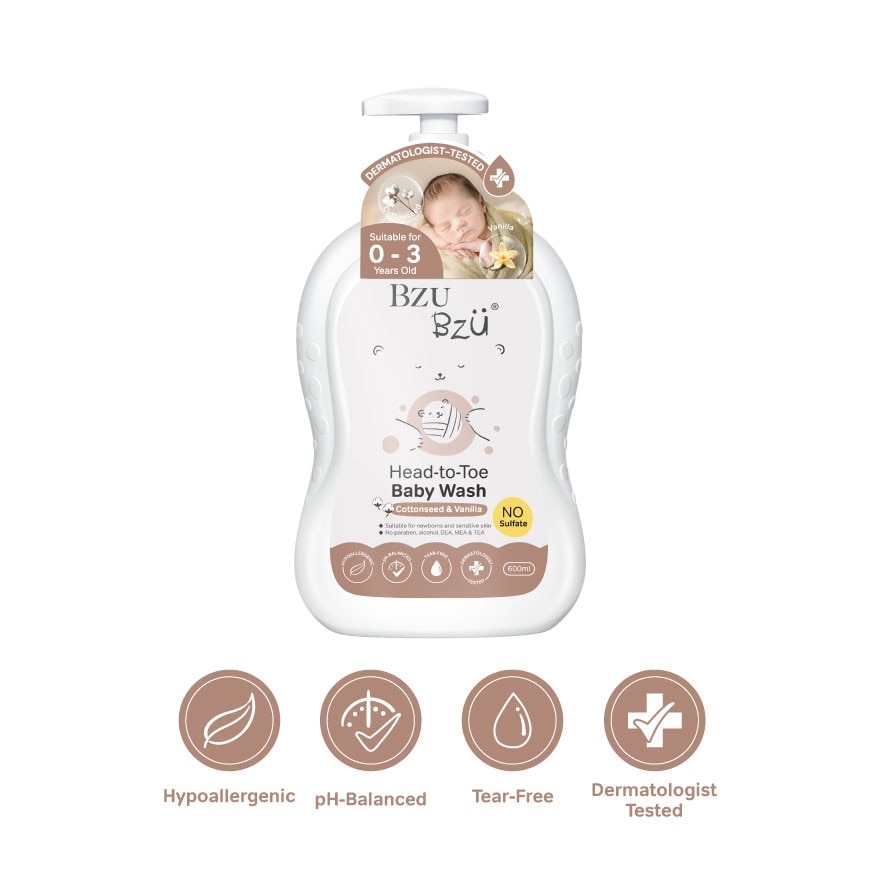 Head-To-Toe Baby Wash Cottonseed & Vanilla 600ml