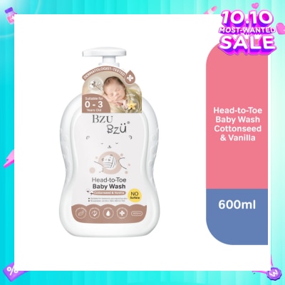 BZU BZU Head-To-Toe Baby Wash Cottonseed & Vanilla 600ml