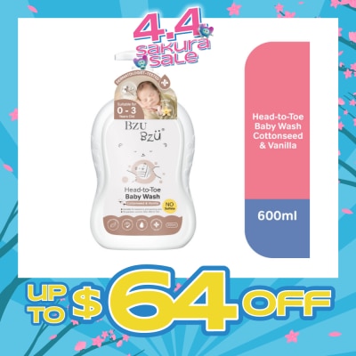 BZU BZU - Head-To-Toe Baby Wash Cottonseed & Vanilla 600ml