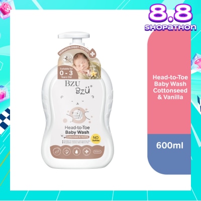 BZU BZU Head-To-Toe Baby Wash Cottonseed & Vanilla 600ml