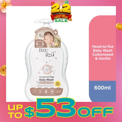 BZU BZU Head-To-Toe Baby Wash Cottonseed & Vanilla 600ml
