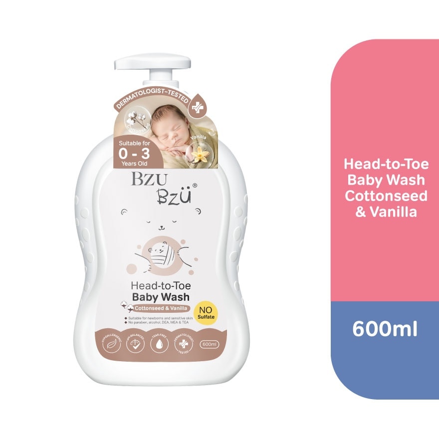 Head-To-Toe Baby Wash Cottonseed & Vanilla 600ml