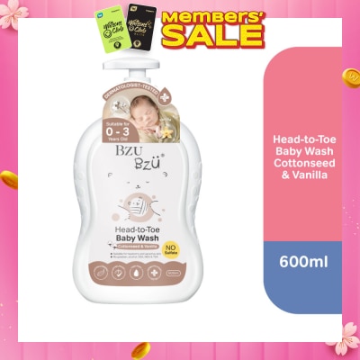 BZU BZU Head-To-Toe Baby Wash Cottonseed & Vanilla 600ml