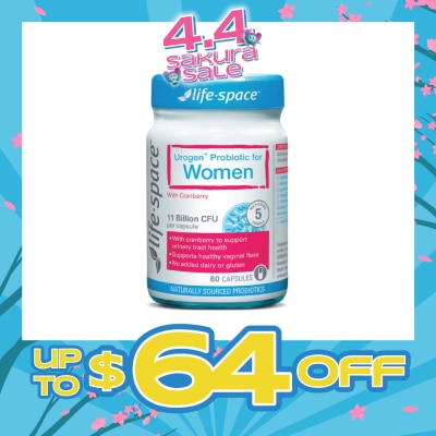 LIFE SPACE - Urogen Probiotic For Women With Cranberry 11 Billion CFU Capsule 60s (Expiry: Nov`2026)