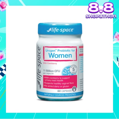LIFE SPACE Urogen Probiotic For Women With Cranberry 11 Billion CFU Capsule 60s