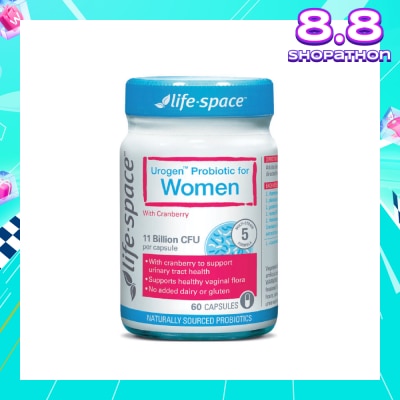 LIFE SPACE Urogen Probiotic For Women With Cranberry 11 Billion CFU Capsule 60s