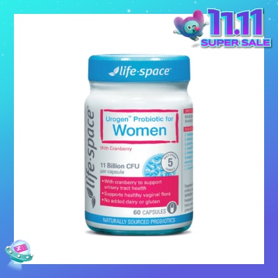 LIFE SPACE Urogen Probiotic For Women With Cranberry 11 Billion CFU Capsule 60s