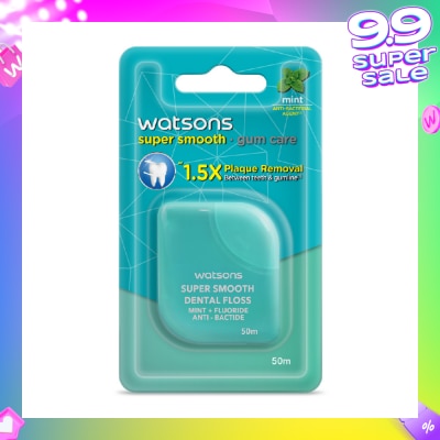 WATSONS Satin Super Smooth Mint Antibacterial Dental Floss 50m