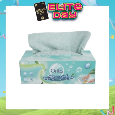 ORITA - Disposable Microfiber Cloths (Antibacterial, Super Absorbent, and Soft & Skin-Friendly) 20s