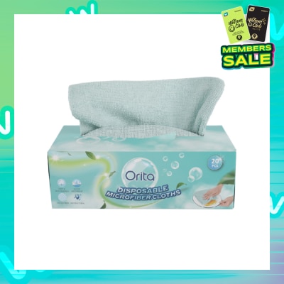ORITA Disposable Microfiber Cloths (Antibacterial, Super Absorbent, and Soft & Skin-Friendly) 20s