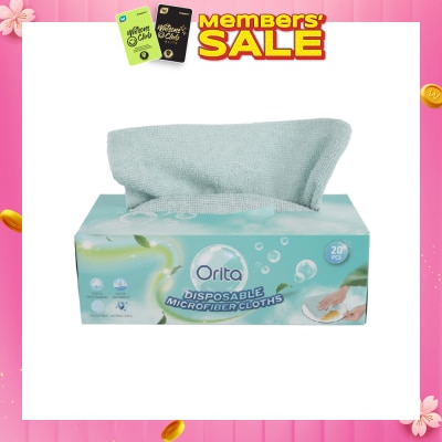 ORITA Disposable Microfiber Cloths (Antibacterial, Super Absorbent, and Soft & Skin-Friendly) 20s