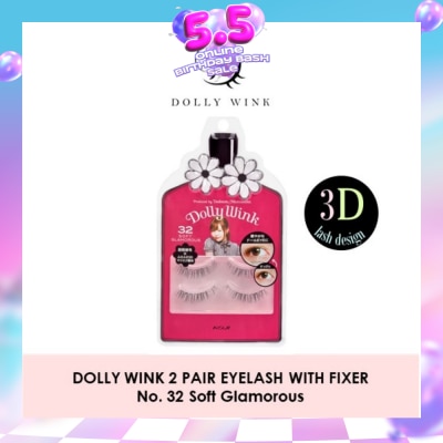 DOLLY WINK - Eyelash With Fixer 32 Soft Glamorous 2s (Expiry: Sep`2026)