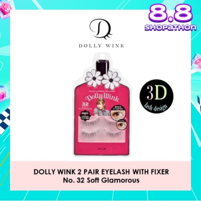 DOLLY WINK Eyelash With Fixer 32 Soft Glamorous 2s