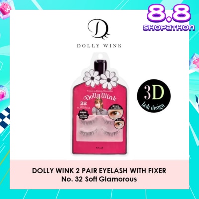 DOLLY WINK Eyelash With Fixer 32 Soft Glamorous 2s