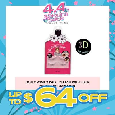 DOLLY WINK - Eyelash With Fixer 32 Soft Glamorous 2s (Expiry: Sep`2026)
