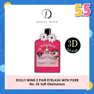 DOLLY WINK Eyelash With Fixer 32 Soft Glamorous 2s