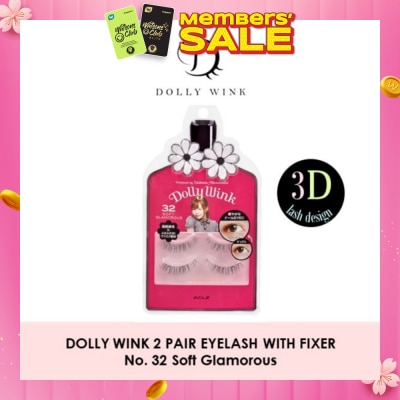 DOLLY WINK Eyelash With Fixer 32 Soft Glamorous 2s (Expiry: Sep`2026)