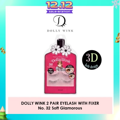 DOLLY WINK Eyelash With Fixer 32 Soft Glamorous 2s (Expiry: Sep`2026)