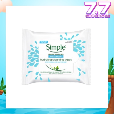SIMPLE Water Boost Hydrating Cleansing Wipes 25s