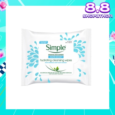 SIMPLE Water Boost Hydrating Cleansing Wipes 25s