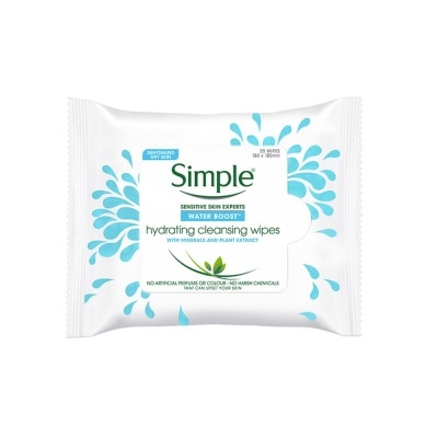 SIMPLE Water Boost Hydrating Cleansing Wipes 25s