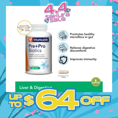VITAHEALTH - Pre+Pro Biotics Vegetable Capsule 60s