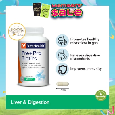 VITAHEALTH - Pre+Pro Biotics Vegetable Capsule 60s