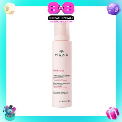 NUXE - Very Rose Creamy Cleansing Milk (Milk-in-Oil Cleanser with Rose Water to Strengthen Skin Barrier) 200ml