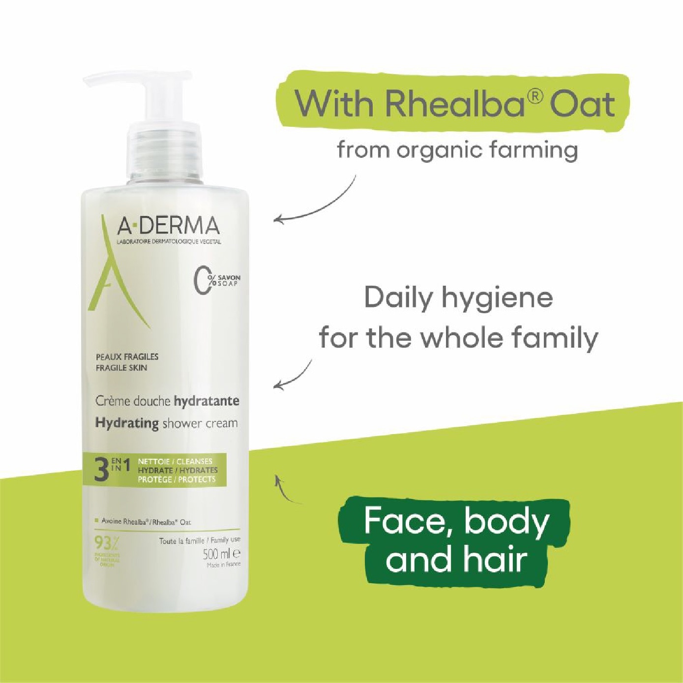 A-DERMA Hydrating Shower Cream 500ml